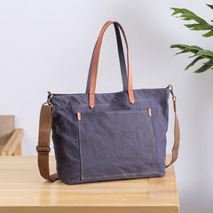 Dark Gray canvas cross body tote bag