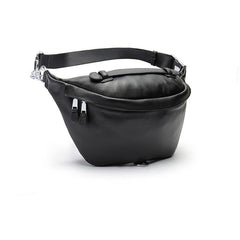 Black MENS LEATHER FANNY PACK BUMBAG Fanny Bag Black WAIST BAGS For Men