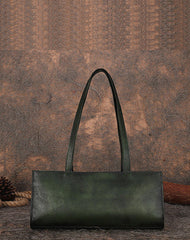 Handmade Purple Leather Womens Vintage Baguette Bag - Open View