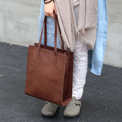 Vintage WOMENs LEATHER Tote Bag Stylish Leather Work Tote Purses FOR WOMEN