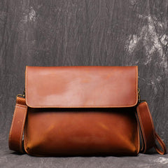 Vintage Black LEATHER MENS Ipad Courier Bag - Open View