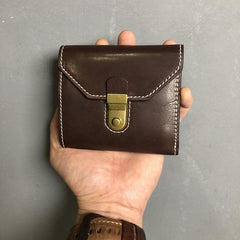 Genuine Leather Coffee Mens Cool Envelope billfold Leather Wallet Men Bifold Black Small Wallets for Men