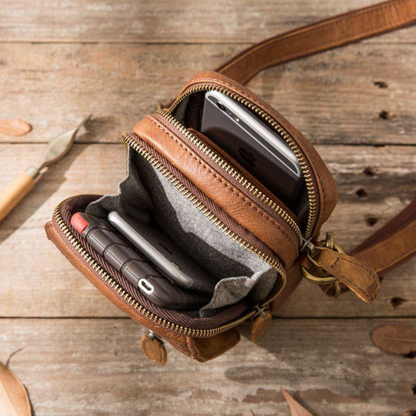 Leather Belt Pouch Belt Cases Mens Waist Bag Small Shoulder Bag for Men HB01681142