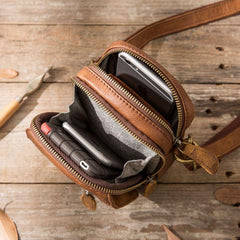 Leather Belt Pouch Belt Cases Mens Waist Bag Small Shoulder Bag for Men