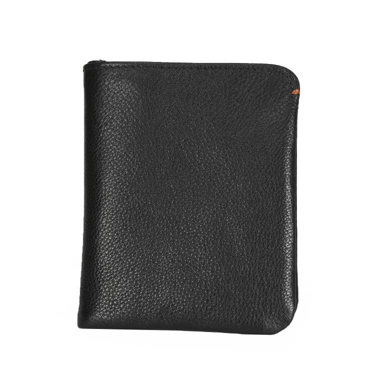 Leather Men's Billfold Wallet Bifold Small Wallet Black Slim Wallet Front Pocket Wallet For Men
