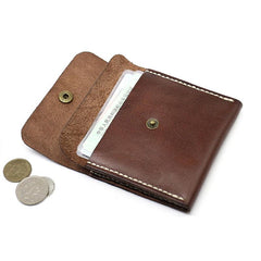 Handmade Leather Mens Front Pocket Wallet Card Wallet Slim Small Change Wallet for Men