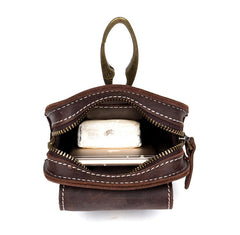 Dark Brown Leather Mens Cool Brown Waist Bag Phone Bag Belt Pouch Belt Bag For Men