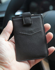Slim Women Green Vertical Leather Card Wallet Minimalist Card Holder Wallet For Women