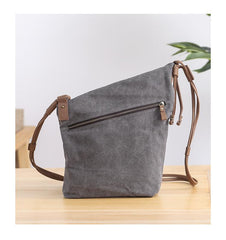 Canvas Mens Womens Casual Gray 12‘’ Shoulder Bag Courier Bag Side Bag Messenger Bag for Men