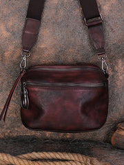 Vintage Green Leather Womens Saddle Shoulder Bag - Open View