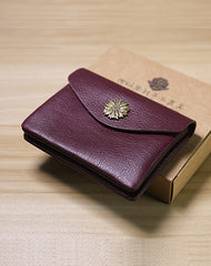 Slim Women Wine Sunflower Leather Card Wallet Minimalist Envelope Card Holder Wallet Coin Wallet For Women