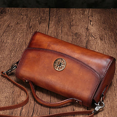 Vintage Handmade Leather Red Womens Handbag Shoulder Bag Red Purse For Women