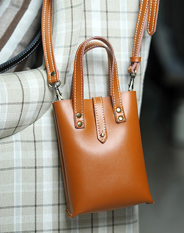 Brown LEATHER Small Cute HandBag WOMEN SHOULDER BAG Small Crossbody Purse FOR WOMEN