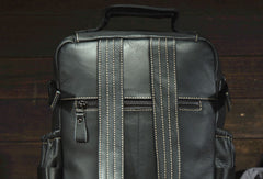 Genuine Leather Mens Cool Backpack Large Black Travel Bag Hiking Bag For Men