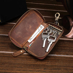 Cool Fashion Leather Men's Car Key Wallet Zipper Key Holder For Men