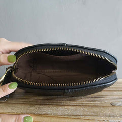 Vintage LEATHER Womens Wristlet Bag Small Leather Clutch Makeup Purse FOR Women