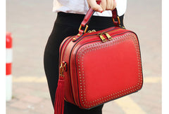 Genuine Leather handbag rivet bag tassels shoulder bag for women leather bag - EverHandmade