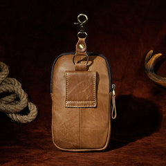 Mens Small Leather Holster Belt Case Belt Pouch Cell Phone Waist Pouch for Men