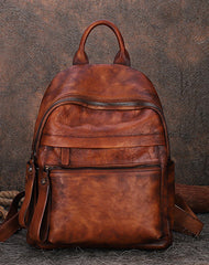 Best Vintage Brown Leather Rucksack Womens Vintage School Backpacks Leather Backpack Purse
