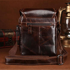 Cool Coffee Small Mens Leather Side Bag Messenger Bag Shoulder Bag for Men