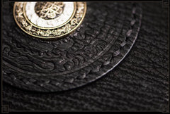 Handmade Leather Small Tooled Mens billfold Chain Wallet Cool Chain Wallet Biker Wallet for Men