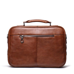 Fashion Brown Leather Men's Professional Briefcase 15‘’ Laptop Briefcase Business Handbag For Men