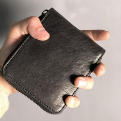 Genuine Leather Mens Cool billfold Leather Wallet Men Small Wallets Bifold for Men