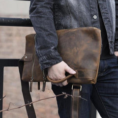 Genuine Leather Mens Cool Chest Bag Sling Bag Crossbody Bag Travel Bag Hiking Bag for men