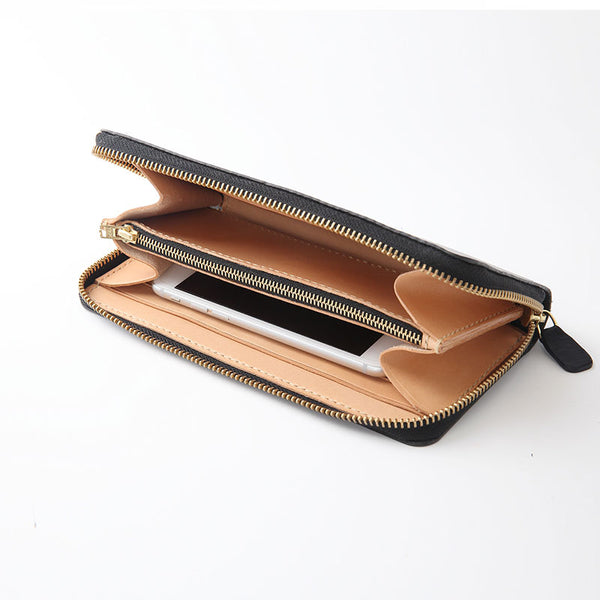 Black Coffee Womens Leather Zipper Long Wallet Phone Long Clutch Wallet for Wome RCLAB04951078