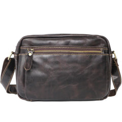 Casual Black Leather Mens Small Courier Bags Messenger Bag Brown Postman Bags For Men