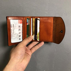 Handmade Genuine Leather Mens Cool Slim Leather Billfold Wallet Men billfold Wallets Bifold for Men