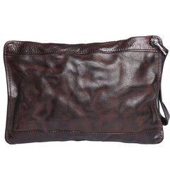 Cool Wrinkled Leather Mens Brown Long Wallet Wristlet Wallet Black Clutch Wallet for Men