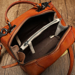 Small Fashion Leather Brown Red Box Handbag Shoulder Bag Cube Crossbody Purse For Women