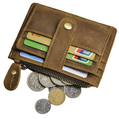 Vintage Leather Mens Front Pocket Wallet Slim Wallet for Men