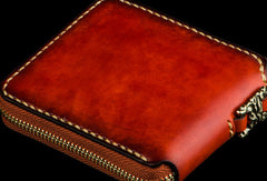 Handmade leather Mens Tibet Small biker wallet zipper billfold Chain Wallet for Men - EverHandmade