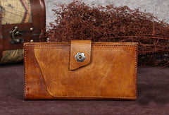 Leather Women Bifold Long Wallet Vintage Wallet For Women - EverHandmade