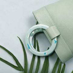 Cute Green Leather Womens Mini Bucket Purse Handbag Barrel Shoulder Bag for Women