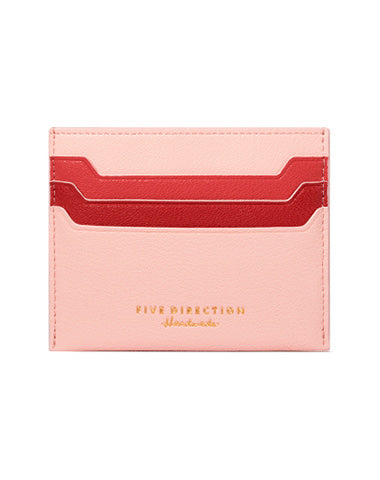 Minimalist Women Pink&Red Vegan Leather Card Holders CONTRAST COLOR Small Card Wallet Slim Card Holder Credit Card Holder For Women