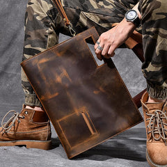 Retro Brown Leather Men Business Clutch Bag Side Bag Handbag Small Messenger Bag For Men