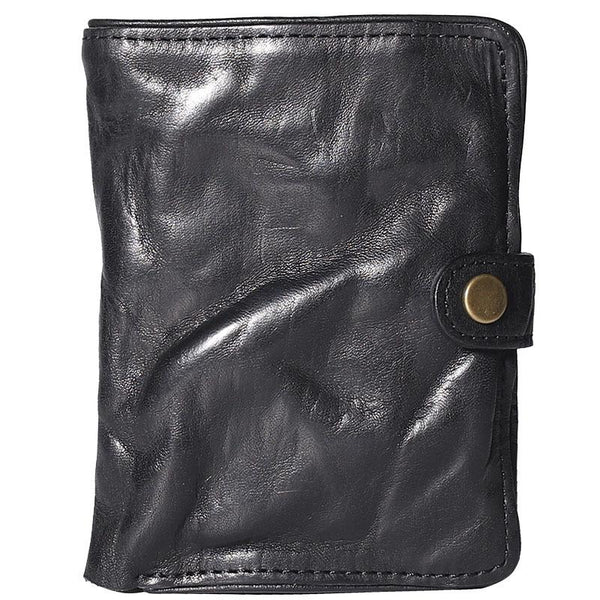 Pleated Leather Mens Vertical Black billfold Wallet Men Brown Small Bifold Walle DM01581015