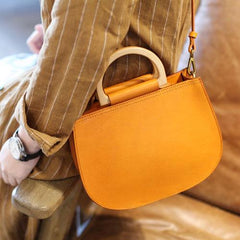 Circle Handle Bag Wooden Round Shaped Purses - Annie Jewel