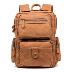 Brown Casual Leather Mens 13 inches Travel Backpacks Computer Backpack for Men