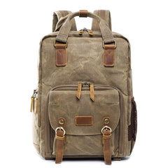 Green LARGE CANVAS WATERPROOF 15'' MENS DSLR CAMERA BAG CANON CAMERA BACKPACK NIKON CAMERA BAG FOR Women