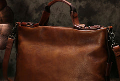 Genuine Leather Mens Briefcase Messenger Bag iPad Bag Chest Bag Bike Bag Cycling Bag for men - EverHandmade