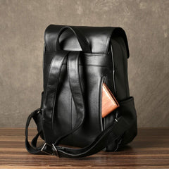 Genuine Leather Mens Cool Backpack Large Black Travel Backpack Hiking Backpack for men