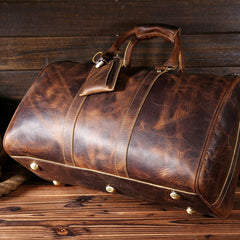 Vintage Leather Mens Large Weekender Bag Travel Bag Duffle Bag