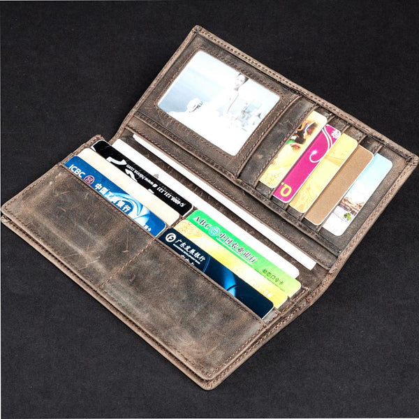 Light Brown Vintage Mens long Wallet Dark - Back View