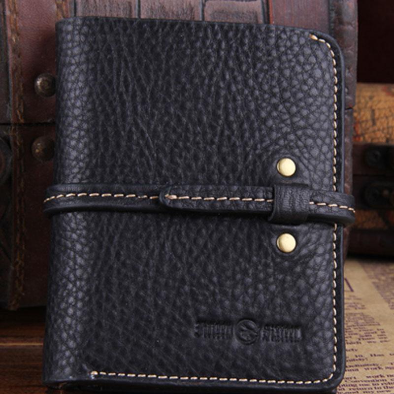 Genuine Leather Mens Cool Slim Long billfold Leather Wallet Men Small Wallets Bifold for Men