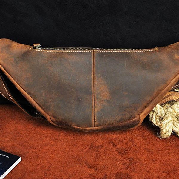 Cool Vintage Brown Mens Leather Fanny Pack Belt Bags Waist Bag For Men FY02992141