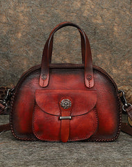Best Purple Leather Womens Vintage Handbag Handmade - Back View